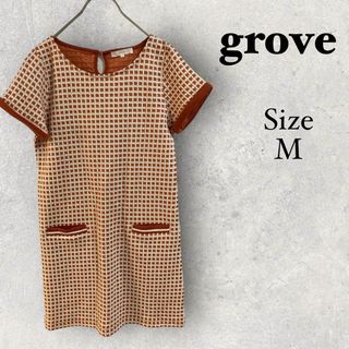 グローブ(grove)の34a812 グローブ　grove レディース　オレンジ　チェック柄ワンピース(ひざ丈ワンピース)