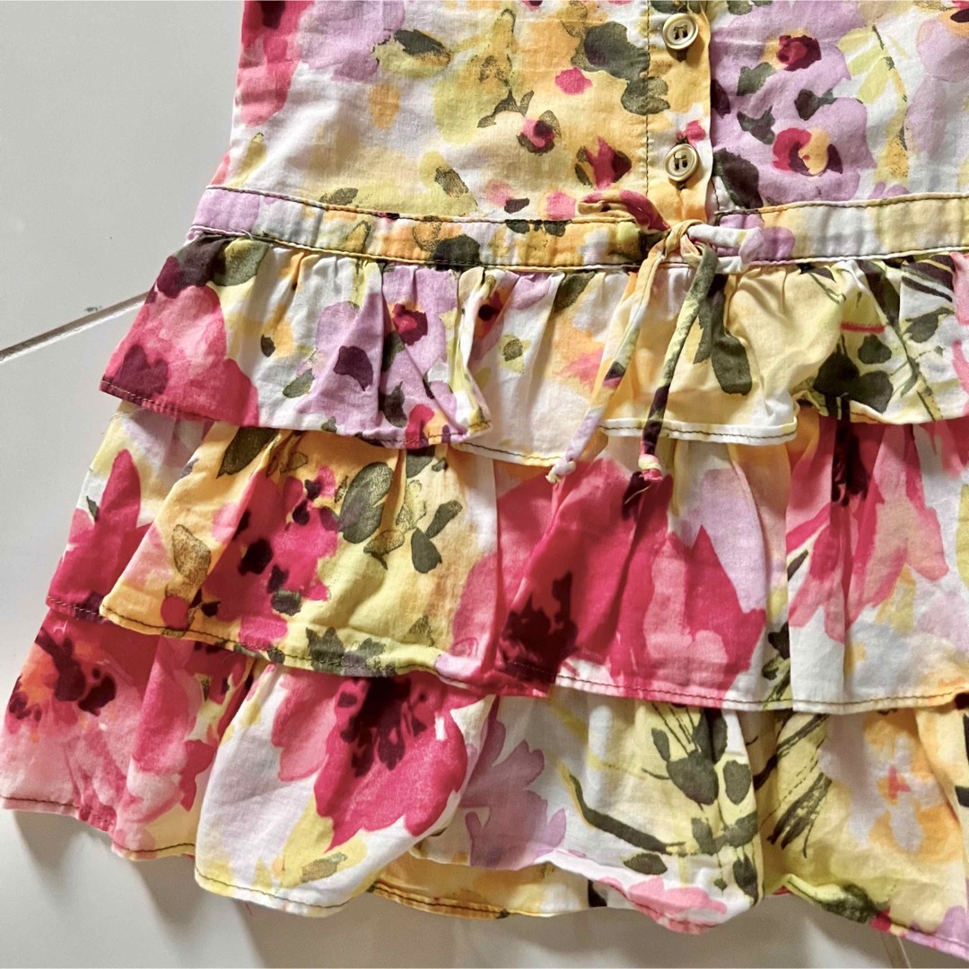 ZARA KIDS(ザラキッズ)のUSED使用品 ZARA kids 裾ティアードワンピース 2〜3歳 98cm キッズ/ベビー/マタニティのキッズ服女の子用(90cm~)(ワンピース)の商品写真