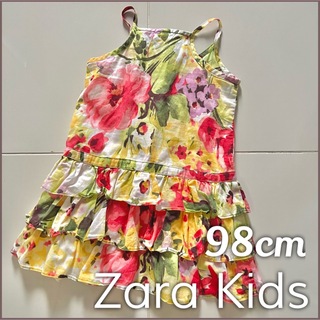 ザラキッズ(ZARA KIDS)のUSED使用品 ZARA kids 裾ティアードワンピース 2〜3歳 98cm(ワンピース)