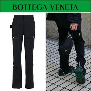 ボッテガヴェネタ(Bottega Veneta)の定価30万円 ボッテガヴェネタ カーゴパンツ 44 黒 ブラック スラックス(ワークパンツ/カーゴパンツ)