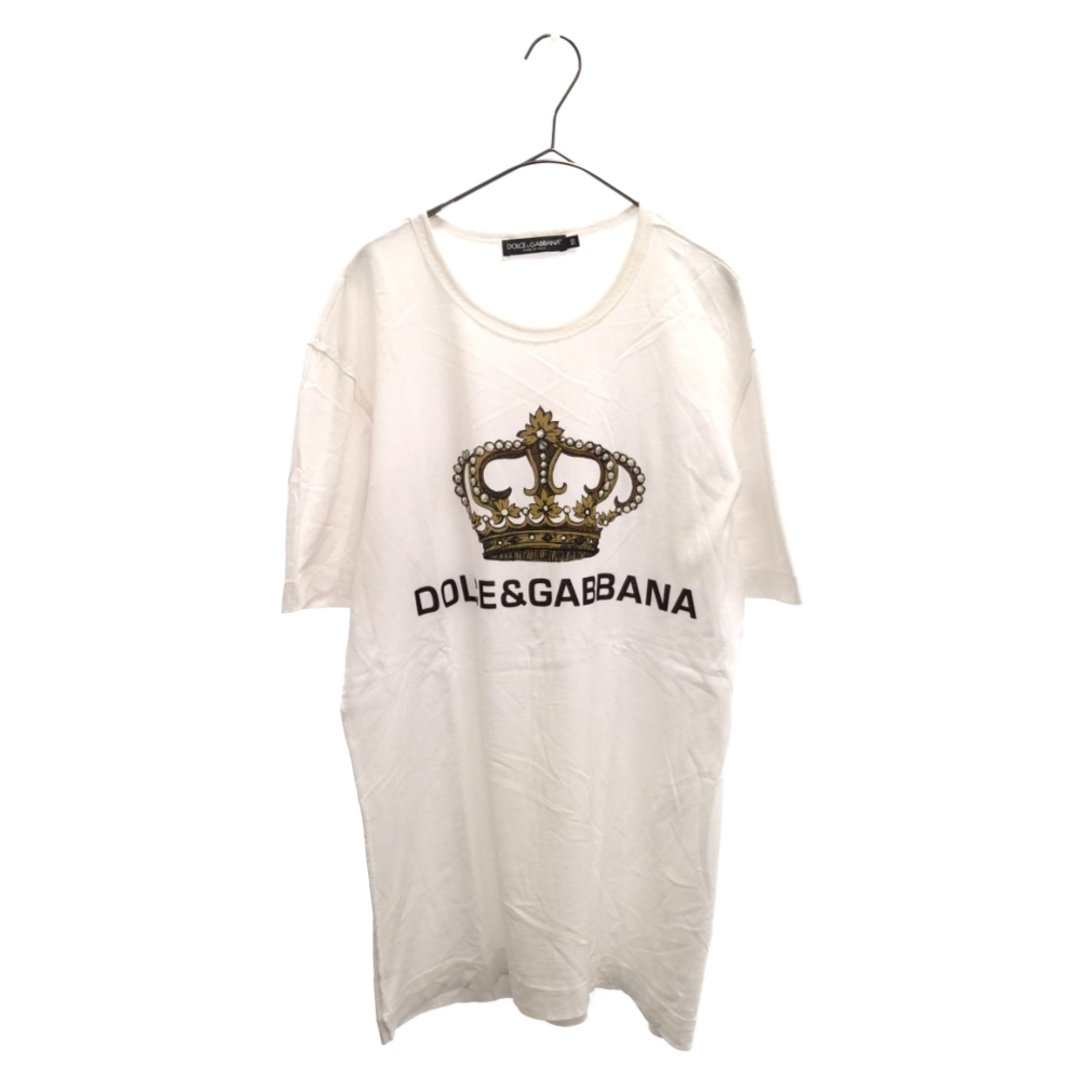 DOLCE & GABBANA ドルチェアンドガッバーナ ロゴクラウンプリント クルーネック半袖Tシャツ ホワイト G8IG9T FH7OR