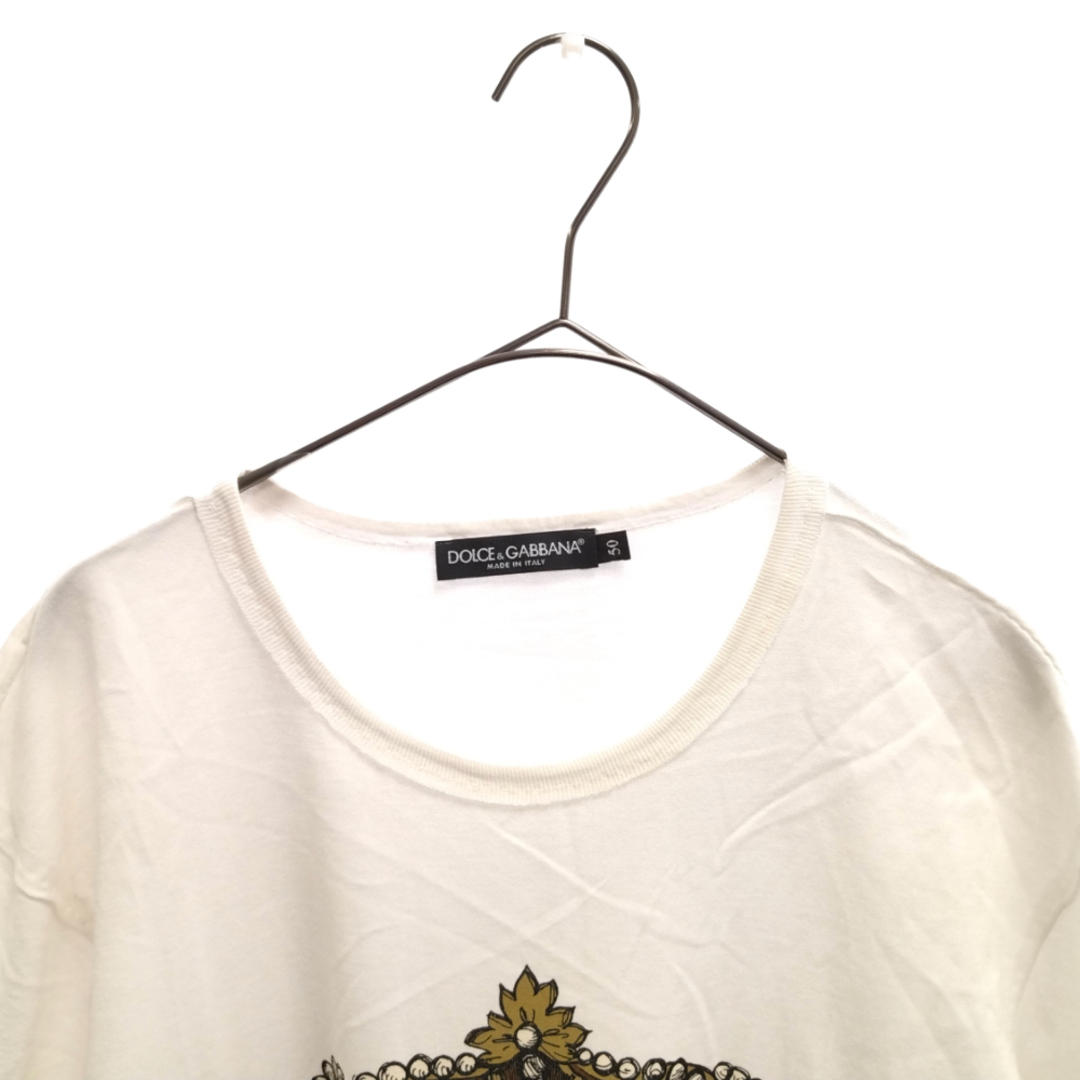 DOLCE & GABBANA ドルチェアンドガッバーナ ロゴクラウンプリント クルーネック半袖Tシャツ ホワイト G8IG9T FH7OR