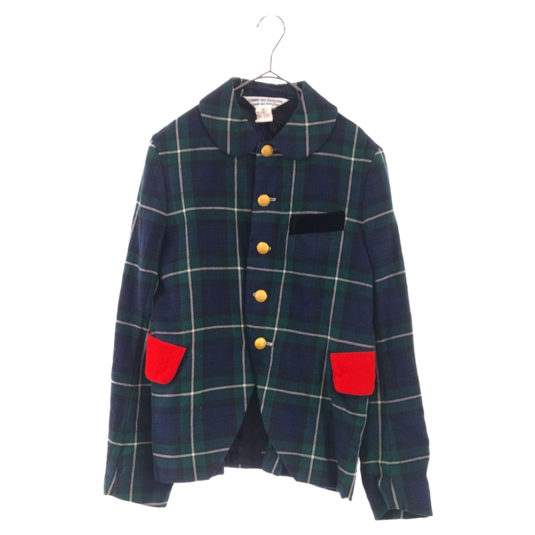 COMME des GARCONS COMME des GARCONS コムデギャルソンコムデギャルソン ハンガリー製 丸襟 ブロックチェック  ジャケット レディース グリーン W9J014 | フリマアプリ ラクマ