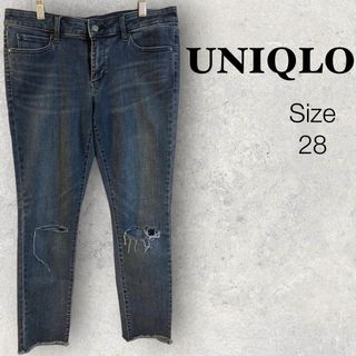 ユニクロ(UNIQLO)の34a827 ユニクロ　UNIQLO レディース　ジーンズ　クラッシュクロップド(デニム/ジーンズ)