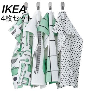 イケア(IKEA)のIKEA イケア RINNIG リンニング キッチンクロス 4枚セット　グリーン(収納/キッチン雑貨)