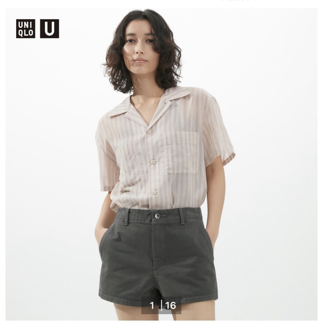 UNIQLO(ユニクロ)の【完売品】UNIQLOユニクロ　ユニクロU  シアーコットンストライプシャツ レディースのトップス(シャツ/ブラウス(半袖/袖なし))の商品写真