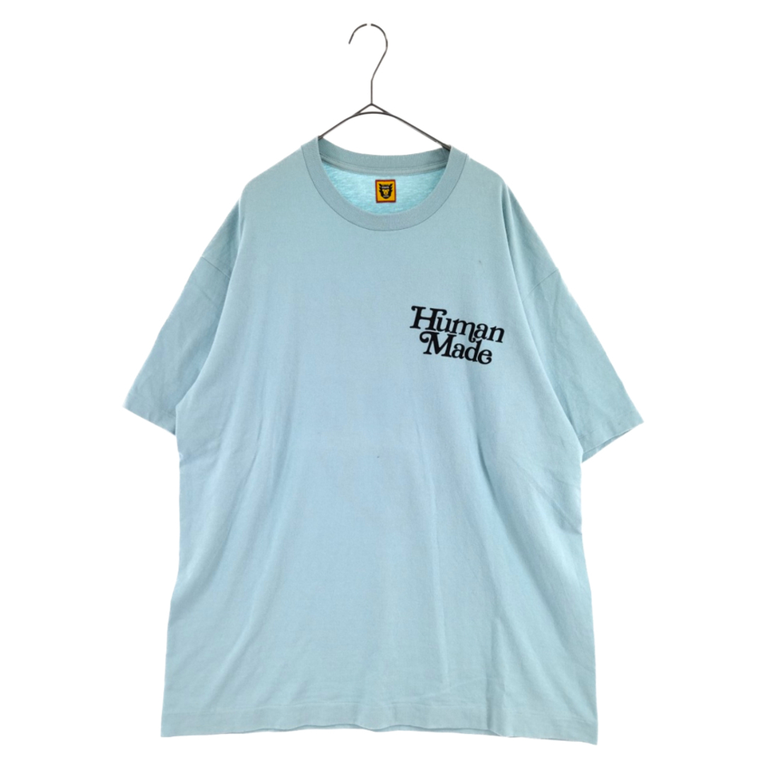 Girls Don't Cry ガールズドントクライ ×HUMAN MADE LOGO TEE ロゴプリント半袖Tシャツ ライトブルー ヒューマンメイド