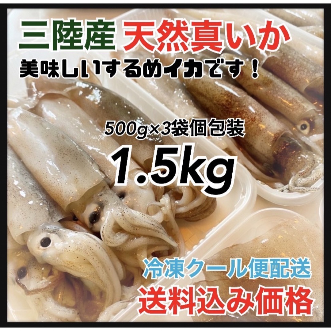 【するめいか鯣烏賊】岩手県産1.5kg 個包装500g×3袋　天然素材　産地直送