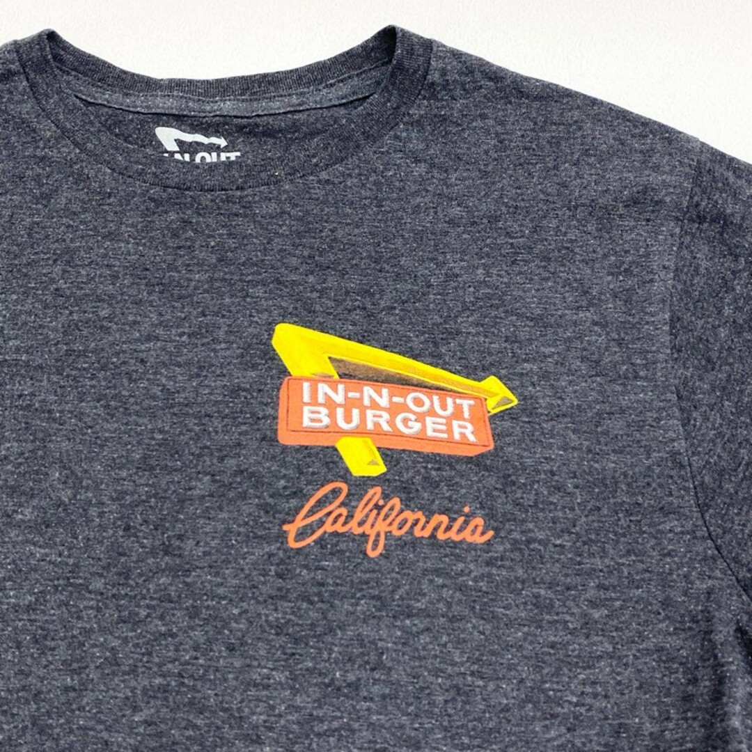 US古着 インアンドアウトバーガー IN-N-OUT BURGER Tシャツ 半袖 california ロゴ プリント サイズ：メンズ S  チャコールグレー【中古】