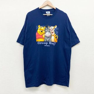 US古着 ディズニー DISNEYLAND RESORT Tシャツ 半袖 くまのプーさん イーヨー ティガー プリント サイズ：メンズ XL ビッグサイズ ネイビー【中古】(Tシャツ/カットソー(半袖/袖なし))