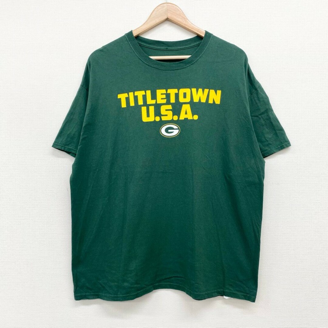 US古着 NFL グリーンベイ・パッカーズ Green Bay Packers Tシャツ 半袖 TITLETOWN U.S.A チームロゴ プリント サイズ：メンズ XL ビッグサイズ グリーン×イエロー【中古】 メンズのトップス(Tシャツ/カットソー(半袖/袖なし))の商品写真