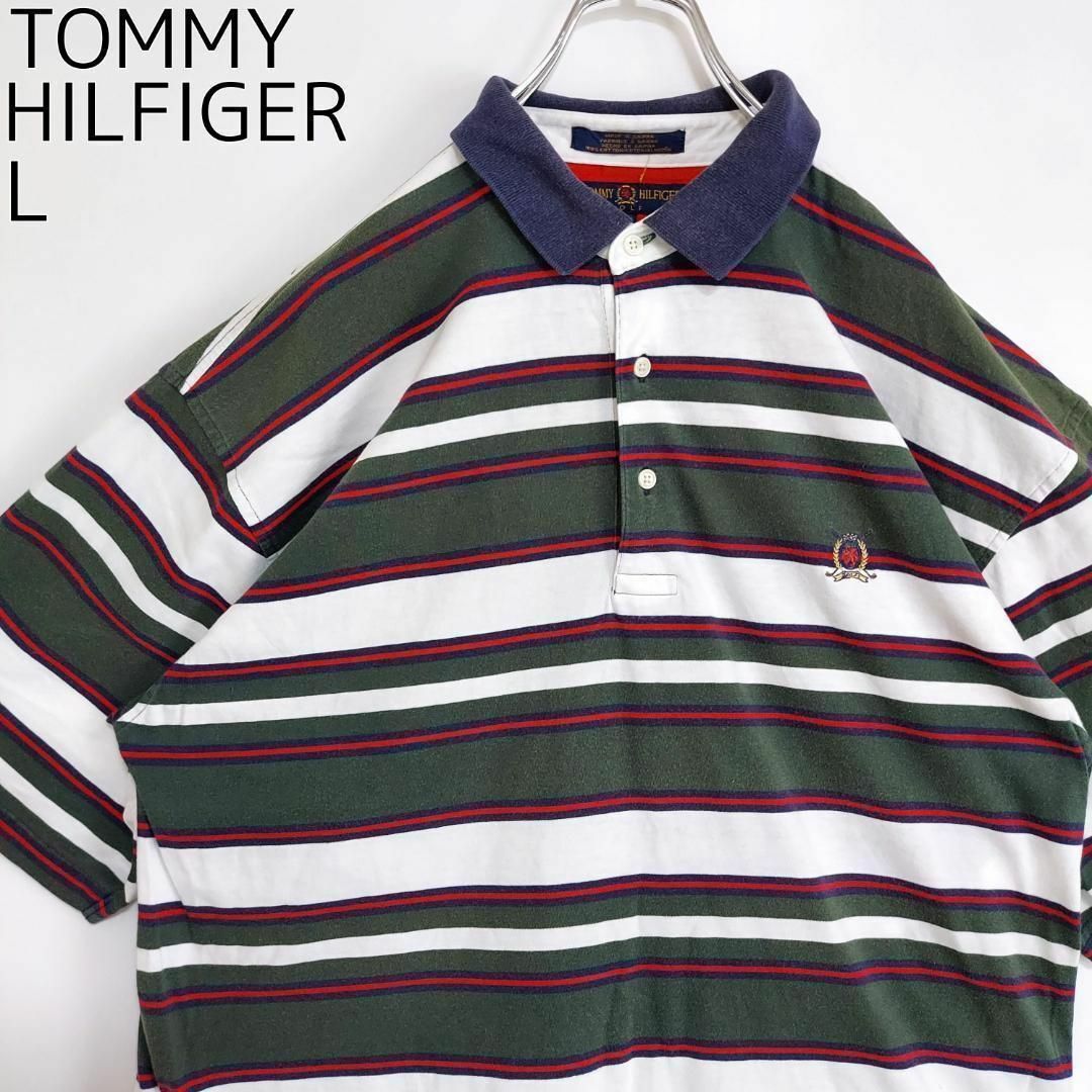 TOMMY HILFIGER - トミーヒルフィガー ボーダーポロシャツ エンブレム