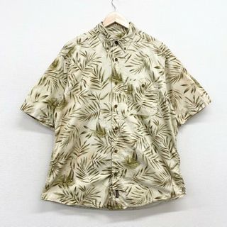 ウールリッチ(WOOLRICH)のUS古着 ウールリッチ WOOLRICH ボタンダウンシャツ 半袖 総柄 植物柄 ヨット柄 サイズ：メンズ L ベージュ 6675【中古】(シャツ)