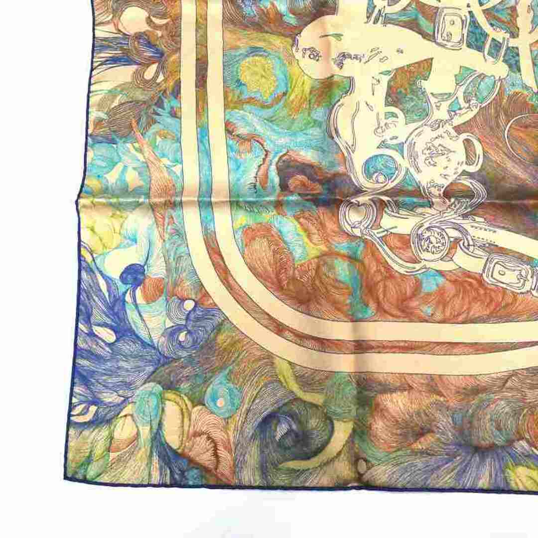 HERMES エルメス カレ 90 BRIDES de GALA en FINESSE スカーフ シルク 式典用馬勒 ブリッド ドゥ ガラ マルチカラー マーブル 絹 水彩画JA-17369 4
