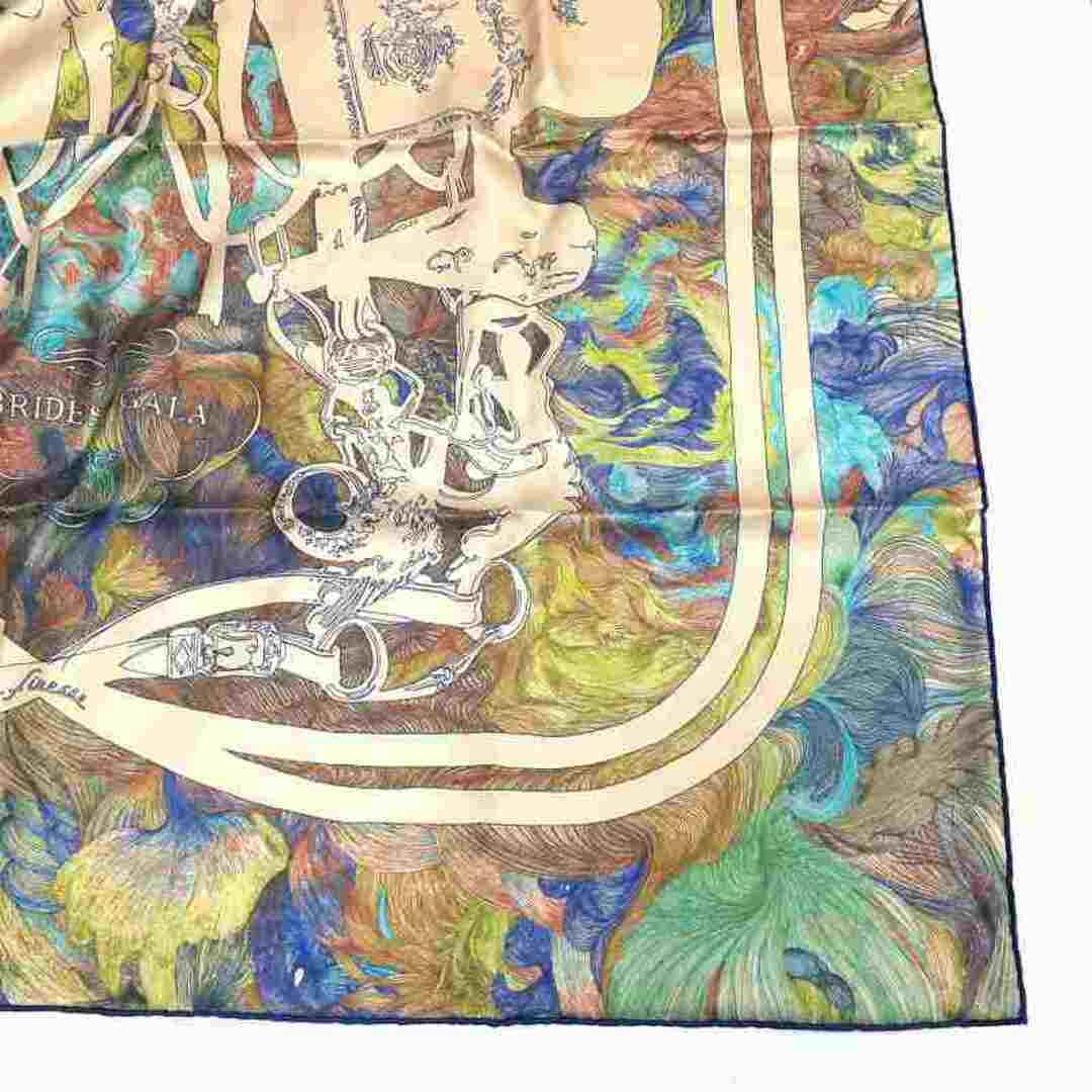 HERMES エルメス カレ 90 BRIDES de GALA en FINESSE スカーフ シルク 式典用馬勒 ブリッド ドゥ ガラ マルチカラー マーブル 絹 水彩画JA-17369 5