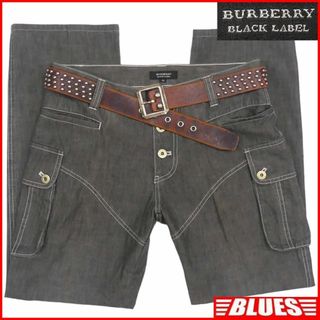 バーバリーブラックレーベル(BURBERRY BLACK LABEL)の廃盤 バーバリーブラックレーベル カーゴパンツ デニム W31 黒 HN1887(デニム/ジーンズ)