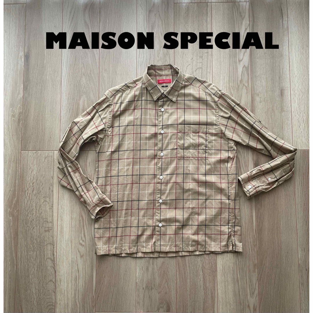 MAISON SPECIAL マルチファブリックチェックストライプスクエアシャツ