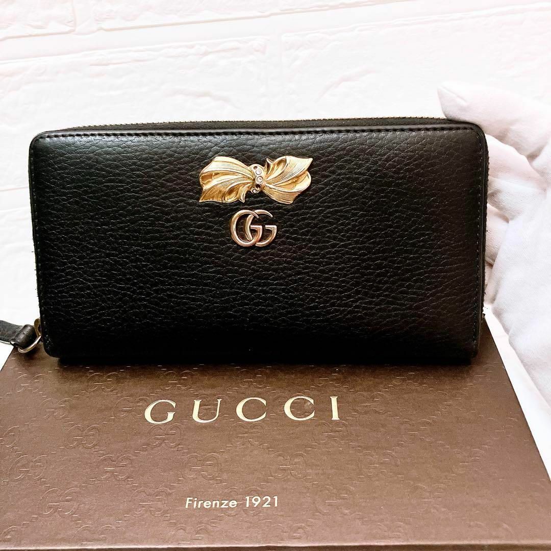 Gucci(グッチ)のグッチ GUCCI GGマーモント ラウンド 長財布 レザー ブラック レディースのファッション小物(財布)の商品写真