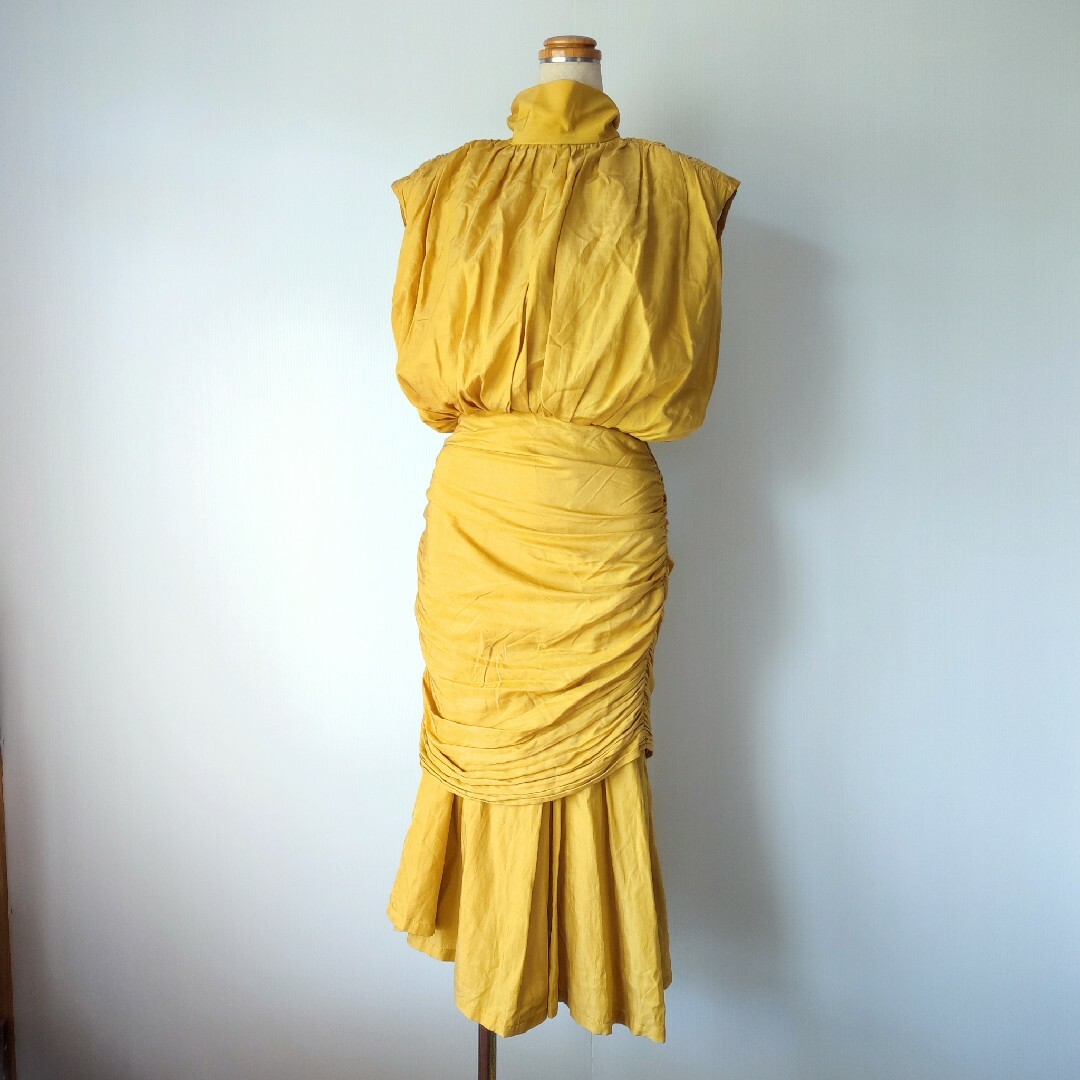 55cm総丈vintage dress　ビンテージ　コットンシルク　ワンピース