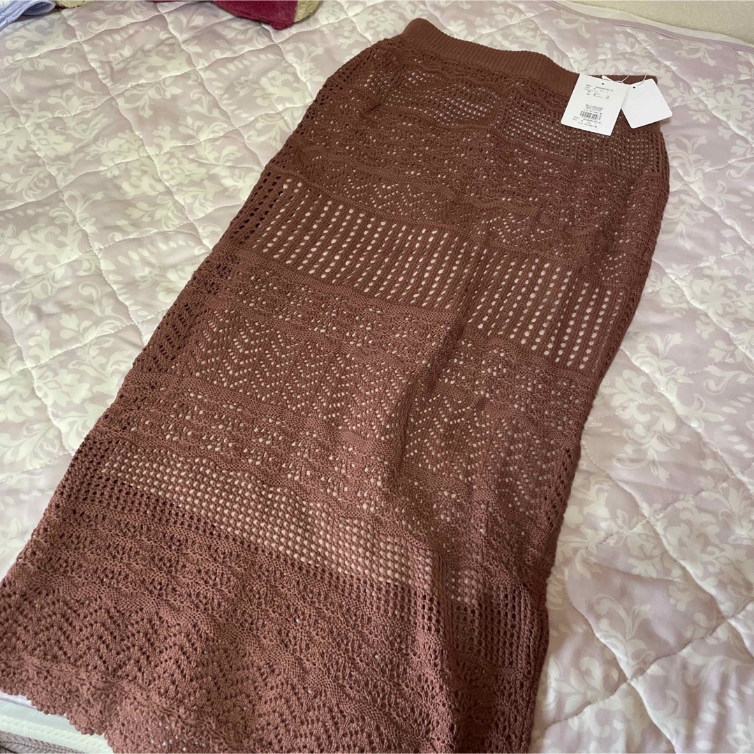 MERCURYDUO(マーキュリーデュオ)のマーキュリーデュオ　クロシェニットタイトスカート　新品タグ付き レディースのスカート(ロングスカート)の商品写真