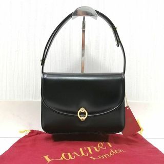 英国王室御用達《Launer ロウナーロンドン》黒革型押し加工ハンドバッグ-
