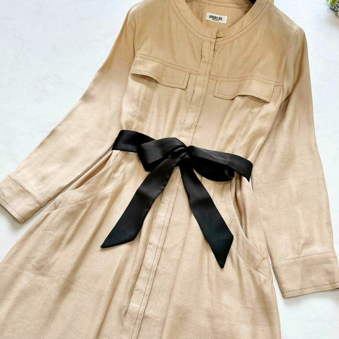 HIROKO BIS - 新品タグ付✨ヒロコビス ロングワンピース リボン フレア
