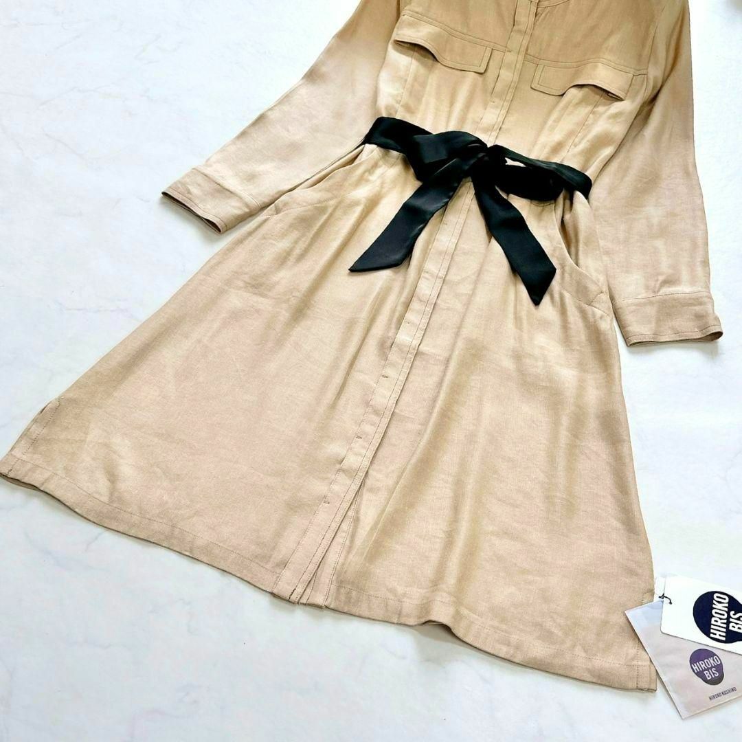 HIROKO BIS - 新品タグ付✨ヒロコビス ロングワンピース リボン フレア