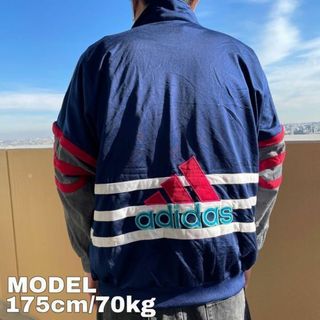 adidas　アディダス　トラックジャケット　ジャージ　ネイビー×ピンク　M