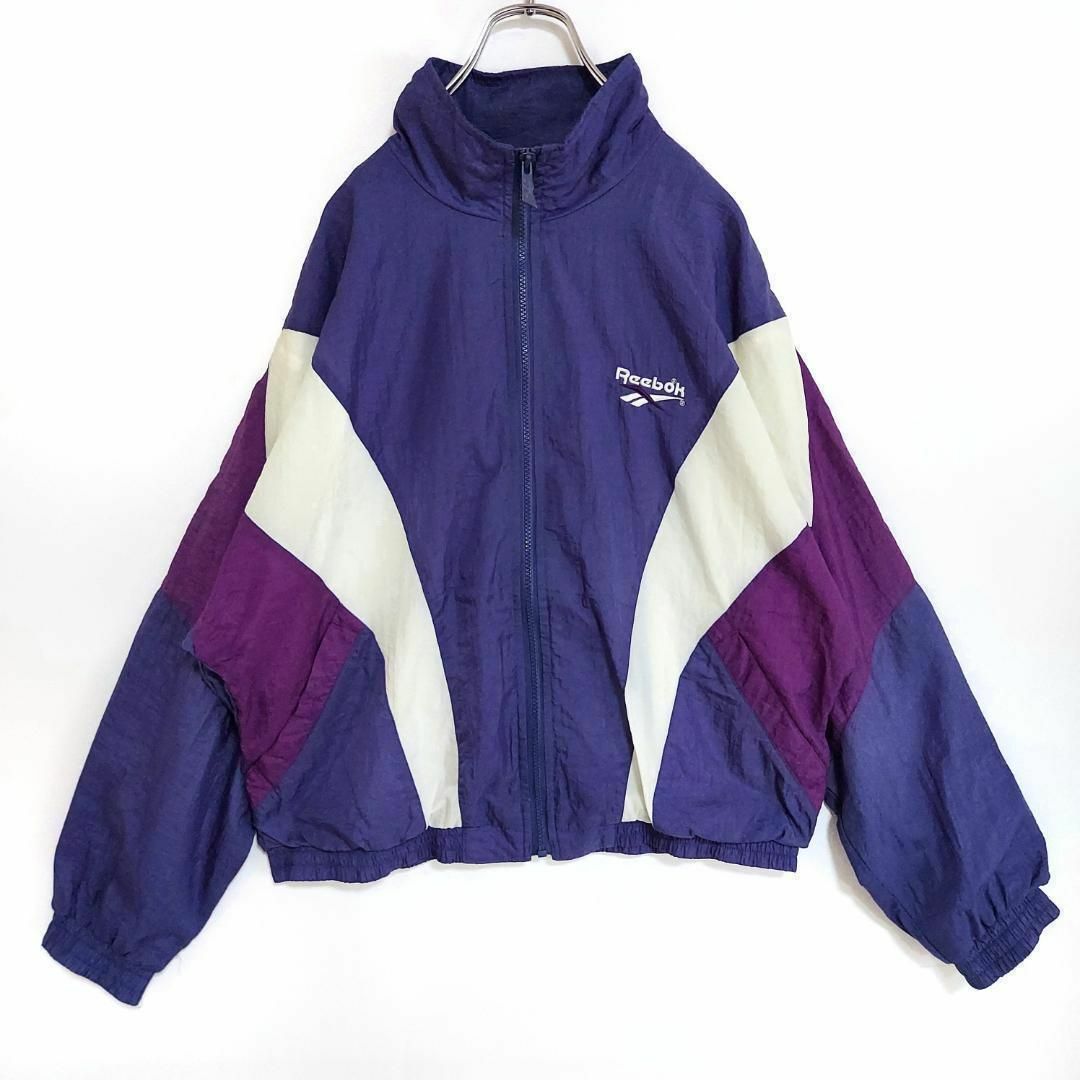 Reebok - 90s リーボック ロゴ刺繍ナイロンジャケット L パープル 紫 ...