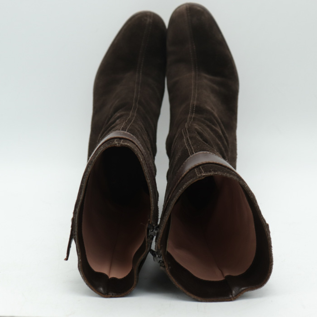 UNTITLED(アンタイトル)のアンタイトル ハーフブーツ イタリア製 スエード レザー ハイヒール ブランド シューズ 靴 茶 レディース 38サイズ ブラウン UNTITLED レディースの靴/シューズ(ブーツ)の商品写真
