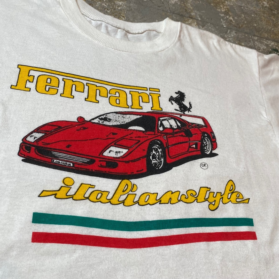 80s フェラーリ 企業tシャツ ホワイト L相当 染み込みプリント