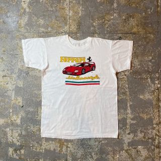 フェラーリ(Ferrari)の80s フェラーリ 企業tシャツ ホワイト L相当 染み込みプリント(Tシャツ/カットソー(半袖/袖なし))