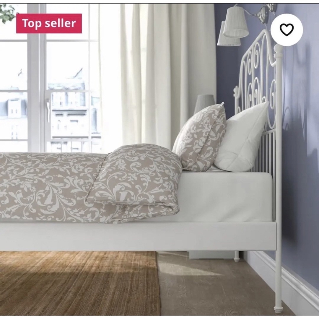 IKEA イケア ダブル ベッドLEIRVIK本体 + 強化されたベッドフレーム