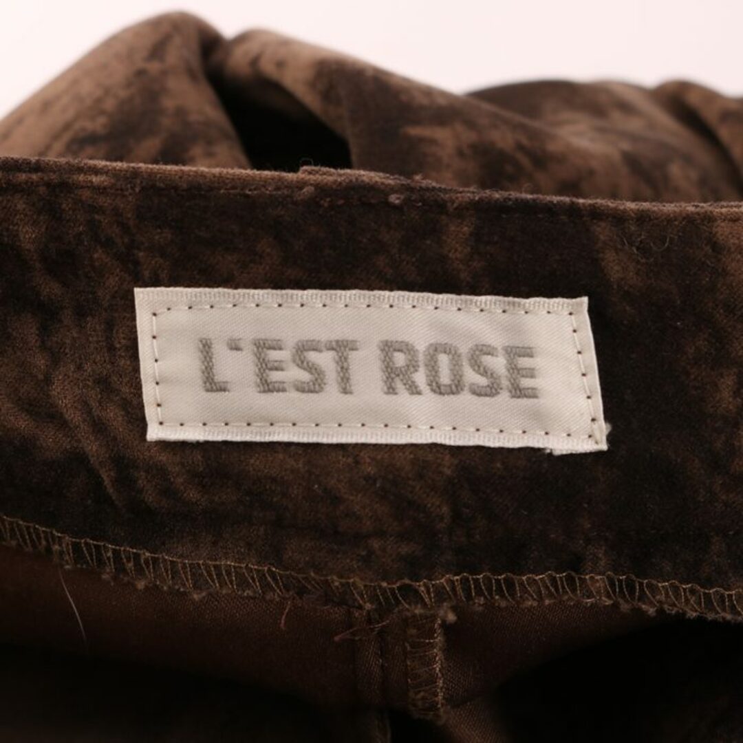 L'EST ROSE(レストローズ)のレストローズ ロングスカート 総柄 Aライン ストレッチ 日本製 レディース ブラウン L'EST ROSE レディースのスカート(ロングスカート)の商品写真