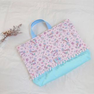 【ハンドメイド】ゆめかわユニコーン　レッスンバッグ　手提げバッグ　絵本袋　(バッグ/レッスンバッグ)