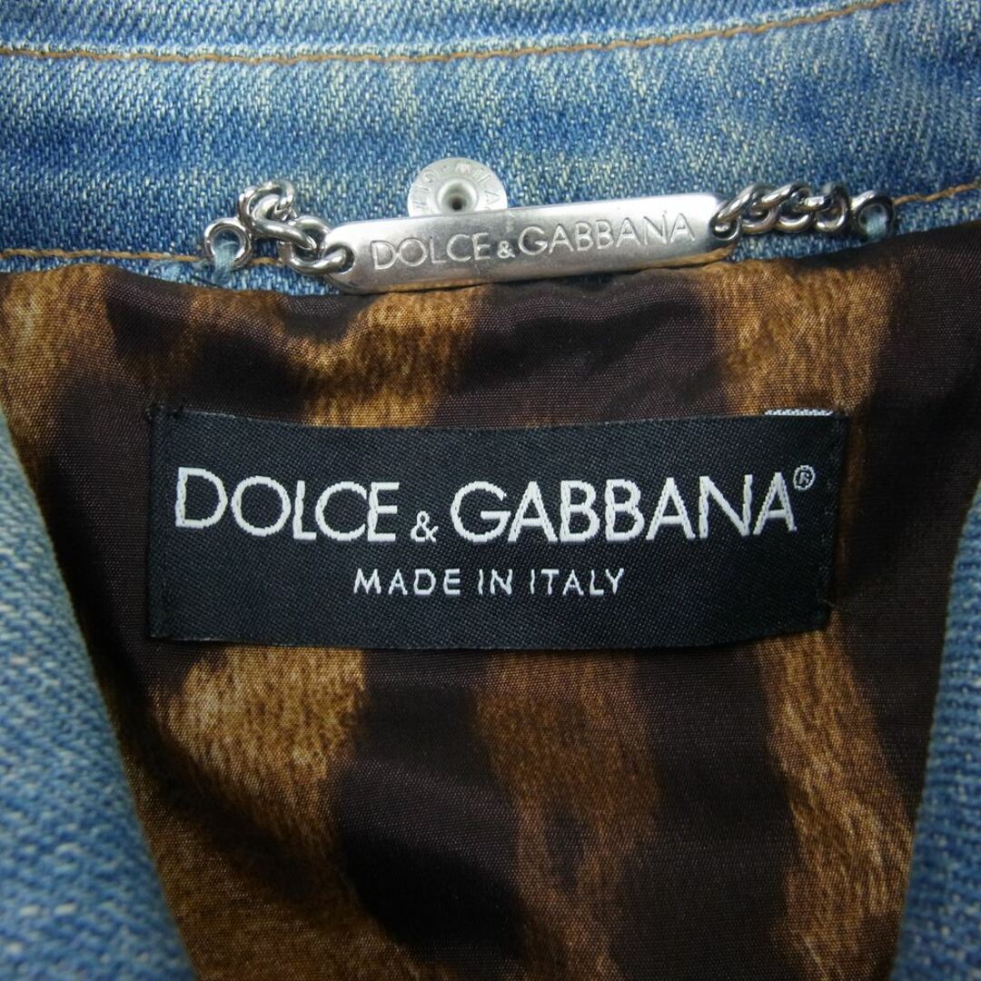 DOLCE&GABBANA(ドルチェアンドガッバーナ)のDOLCE&GABBANA ドルチェアンドガッバーナ 裏レオパード柄 デニムジャケット インディゴブルー系 38【中古】 レディースのジャケット/アウター(その他)の商品写真