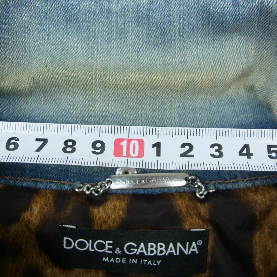 DOLCE&GABBANA(ドルチェアンドガッバーナ)のDOLCE&GABBANA ドルチェアンドガッバーナ 裏レオパード柄 デニムジャケット インディゴブルー系 38【中古】 レディースのジャケット/アウター(その他)の商品写真