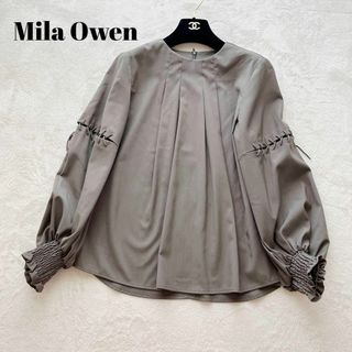 ミラオーウェン(Mila Owen)のMila Owen ミラオーウェン　レースアップスリーブブラウス　カーキ　S(シャツ/ブラウス(長袖/七分))