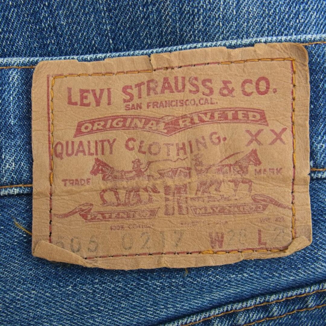 Levi's リーバイス デニムパンツ 505 0217 ボタン裏5 BIGE 片面タブ 42TALON ジップ インディゴブルー系 W28L28