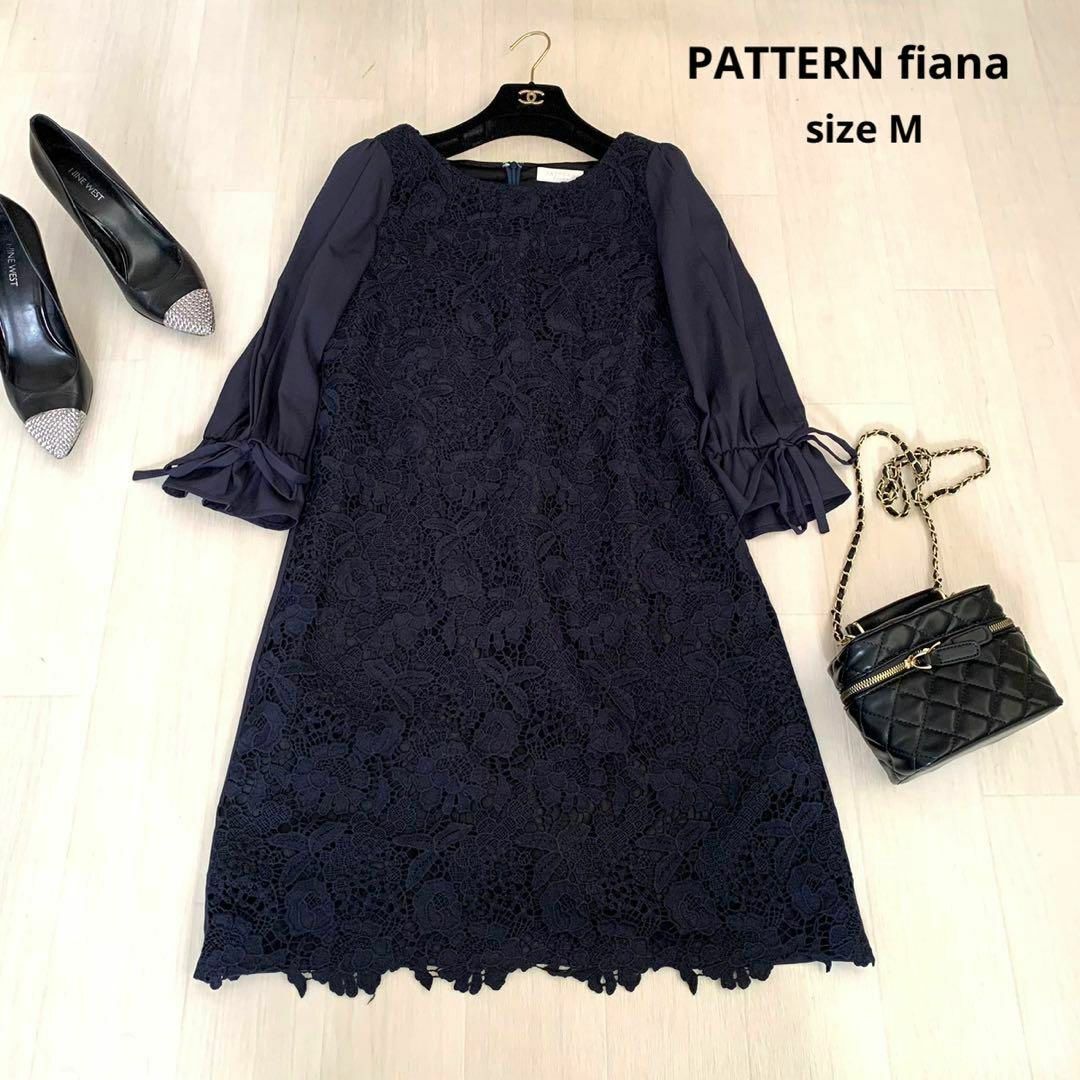 PATTERN fiona(パターンフィオナ)のPATTERN fiana パターンフィオナ　レースワンピース　Mサイズ レディースのワンピース(ひざ丈ワンピース)の商品写真