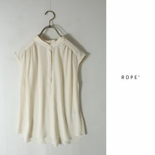 ロペ(ROPE’)の美品★ROPE'*洗える バンドカラー ギャザーブラウス♪36♪日本製(シャツ/ブラウス(半袖/袖なし))