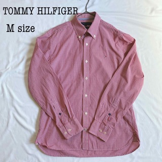 トミーヒルフィガー(TOMMY HILFIGER)の美品 TOMMY HILFIGER シャツ メンズ 長袖 赤 白 チェック M(シャツ)