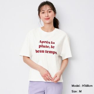 ジーユー(GU)のグラフィックロゴT 5部袖 白(Tシャツ(半袖/袖なし))