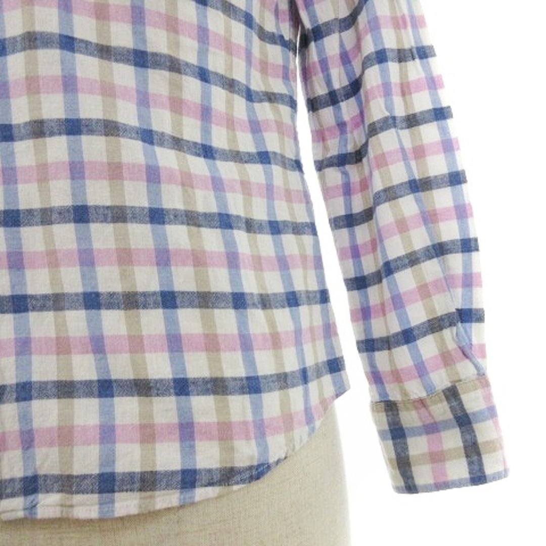 nano・universe(ナノユニバース)のナノユニバース シャツ 長袖 薄手 コットン 麻混 チェック S 青 ピンク メンズのトップス(シャツ)の商品写真