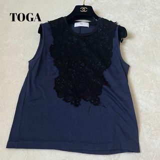 トーガプルラ(TOGA PULLA)のTOGA PULLA トガプルラ　ノースリーブ　ブラウス　レースカットソー　38(Tシャツ(半袖/袖なし))