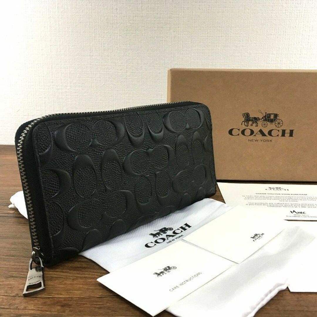 古物商許可証未使用品 COACH ジップウォレット ブラック 448