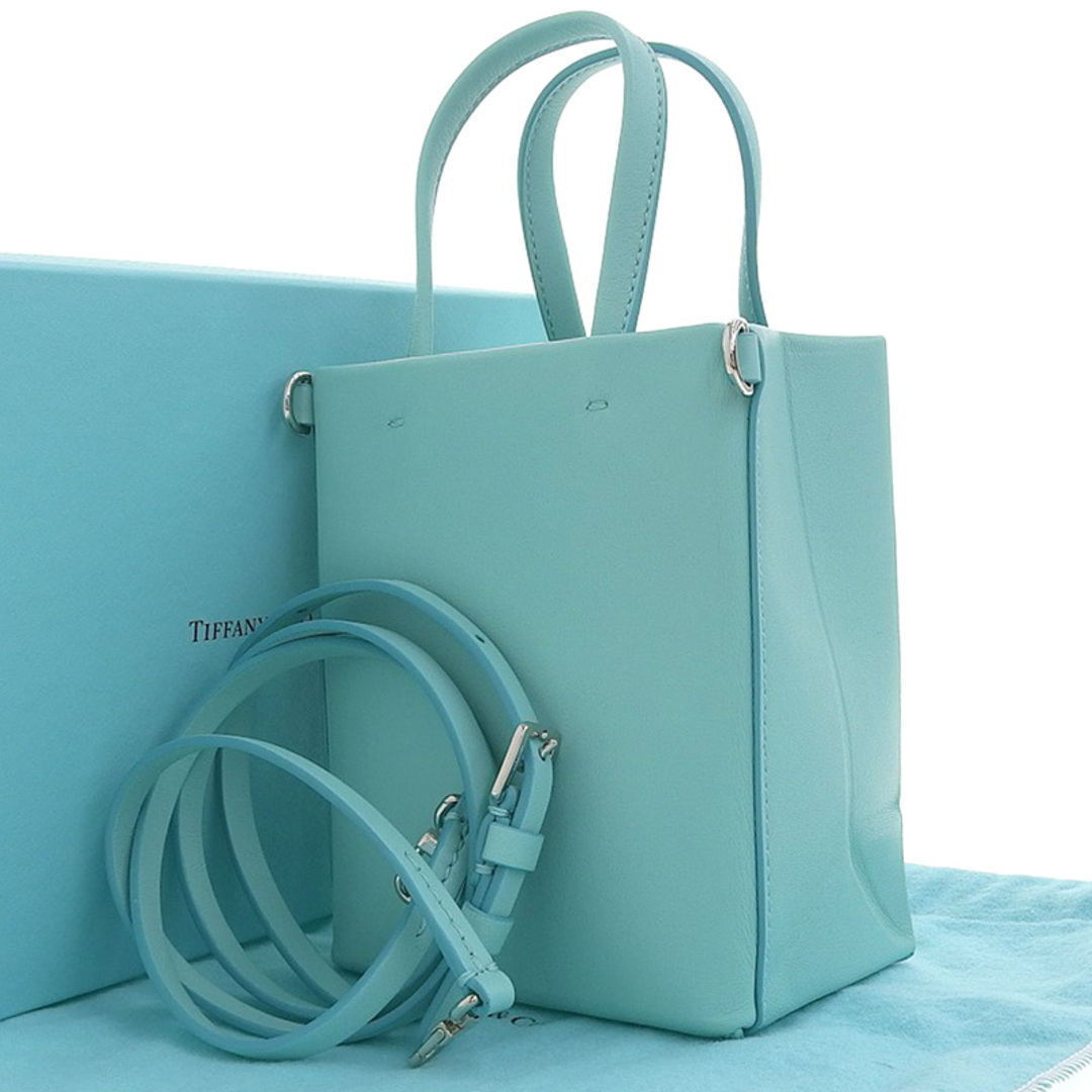 ティファニー TIFFANY & Co. 2WAYバッグ ショルダーバッグ ミニショッピングトート レザー ブルー 中古 新入荷 TI0130