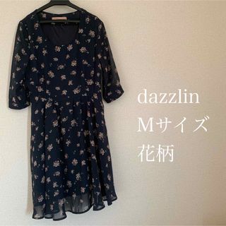 ダズリン(dazzlin)のdazzlin✴︎ミニ丈ワンピース　花柄　ネイビー　(ひざ丈ワンピース)