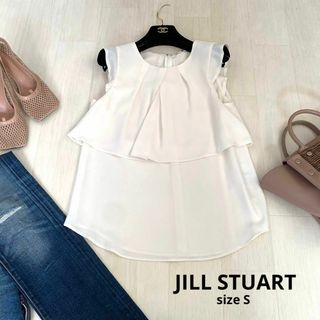 ジルスチュアート(JILLSTUART)のJILL STUART ジルスチュアート　フリルブラウス　ノースリーブ　Sサイズ(シャツ/ブラウス(半袖/袖なし))