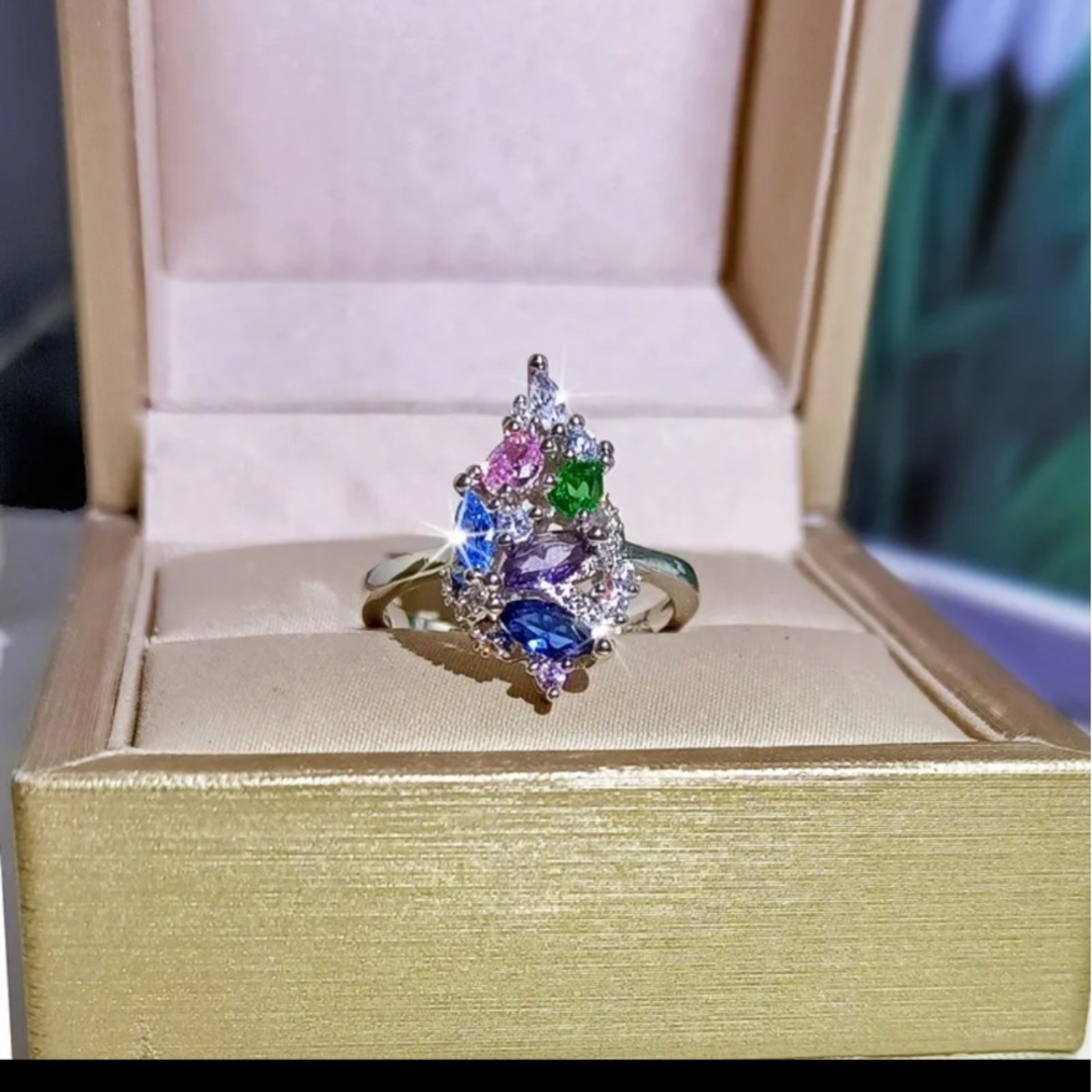 1565 高級 sona ダイヤモンド マルチカラー ドロップ リング レディースのアクセサリー(リング(指輪))の商品写真